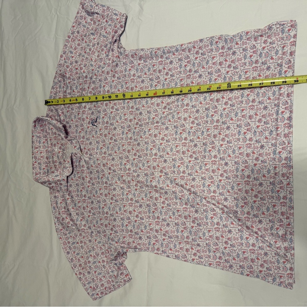 Rhoback Red and Blue 4th of July Patterned Polo Shirt